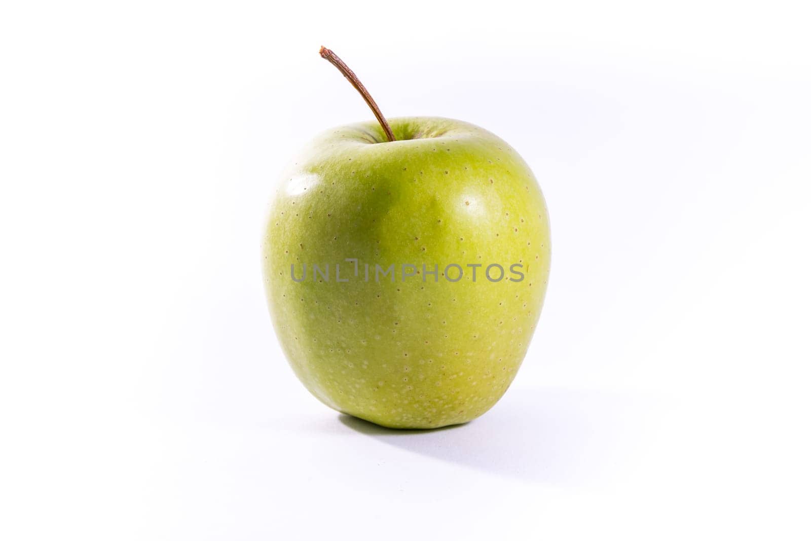 Granny Smith Green Bright Apple Fruit Healthy Food White Isolated Background