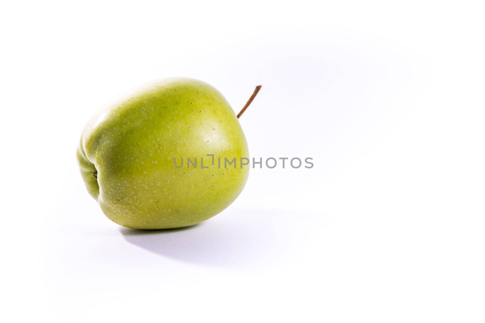 Granny Smith Green Bright Apple Fruit Healthy Food White Isolated Background
