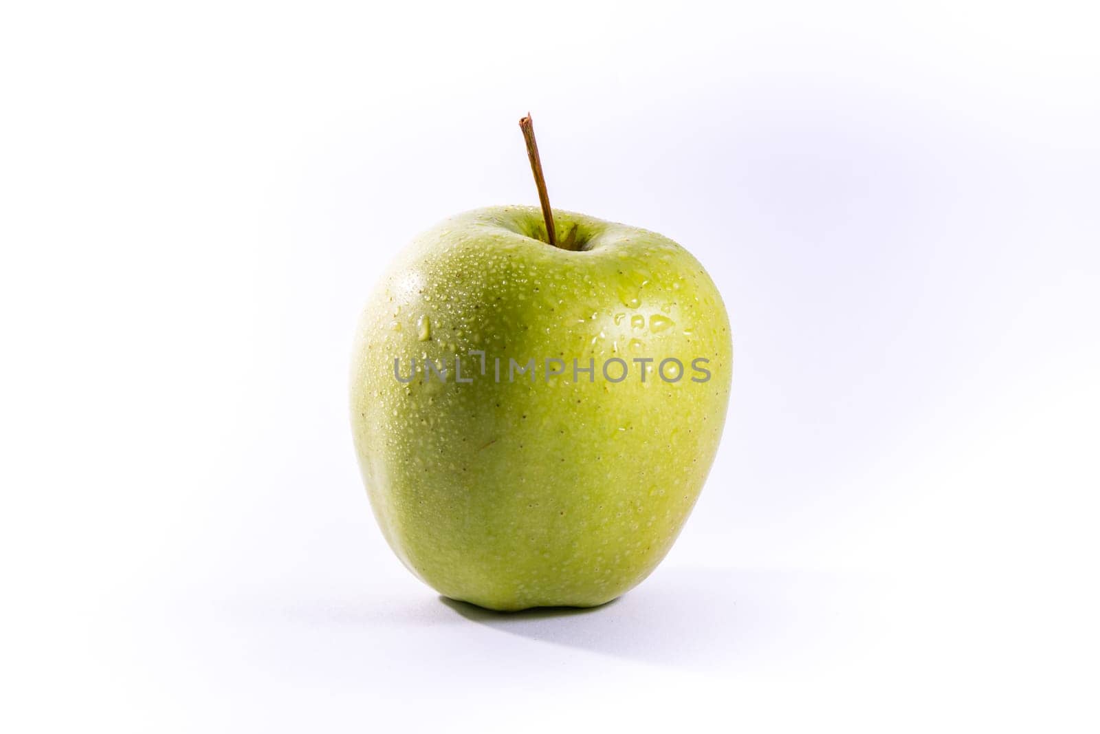 Granny Smith Green Bright Apple Fruit Healthy Food White Isolated Background
