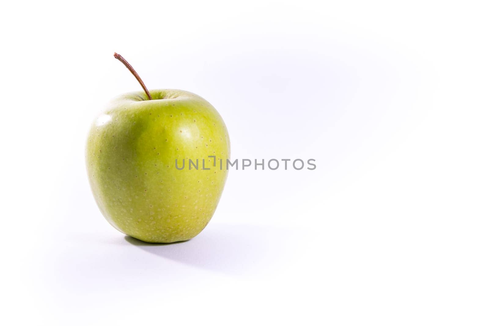 Granny Smith Green Bright Apple Fruit Healthy Food White Isolated Background