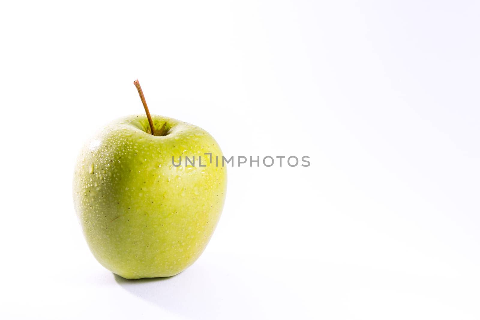 Granny Smith Green Bright Apple Fruit Healthy Food White Isolated Background