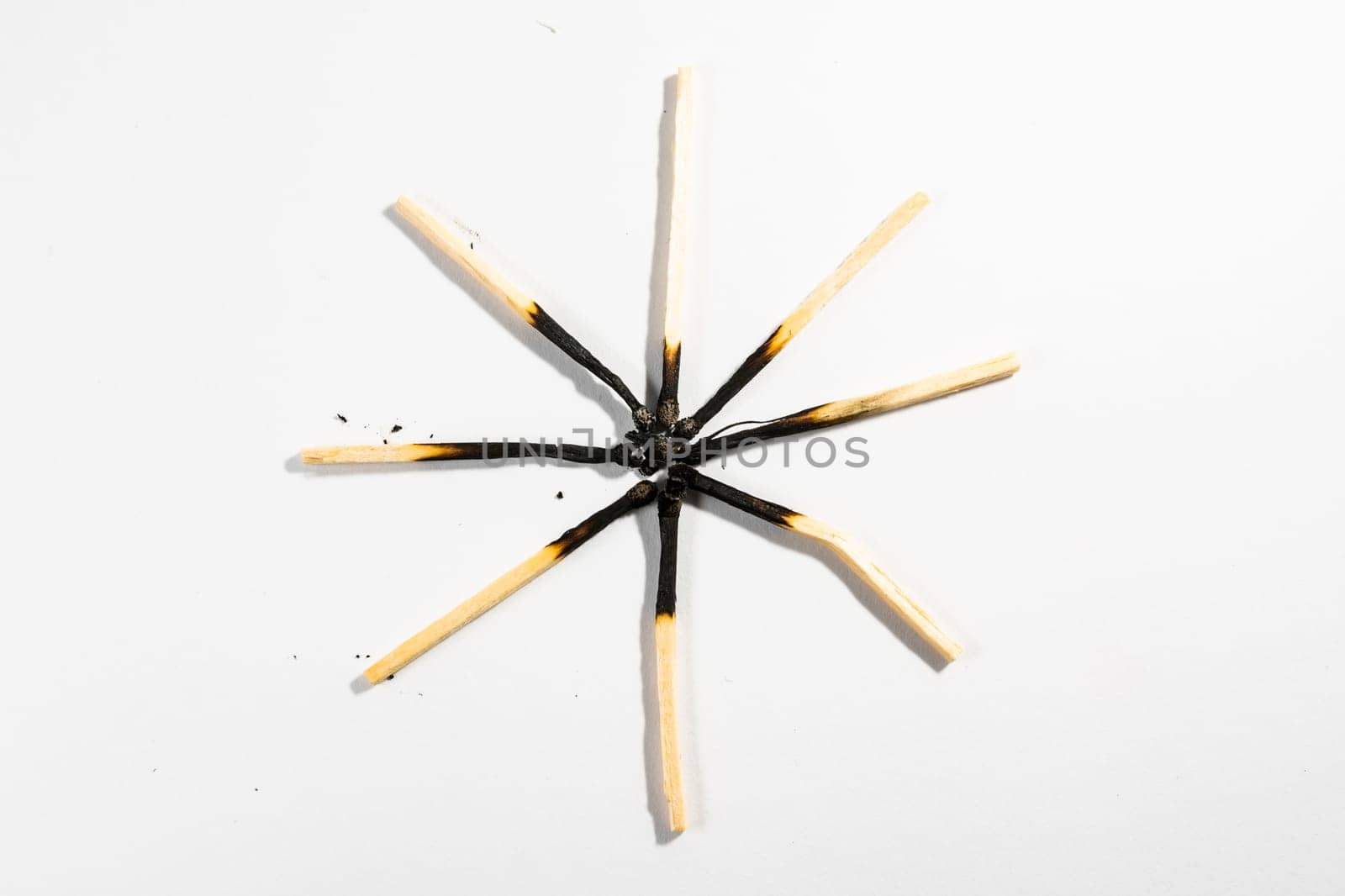 Match Stick Macro Detail Fire Symbol Safety White Isolated Background Charred Used Burned Burnt Black Wood Row Single Campfire