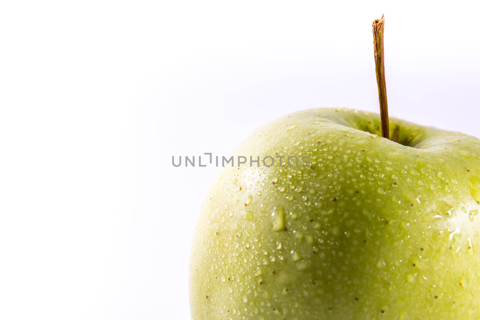 Granny Smith Green Bright Apple Fruit Healthy Food White Isolated Background