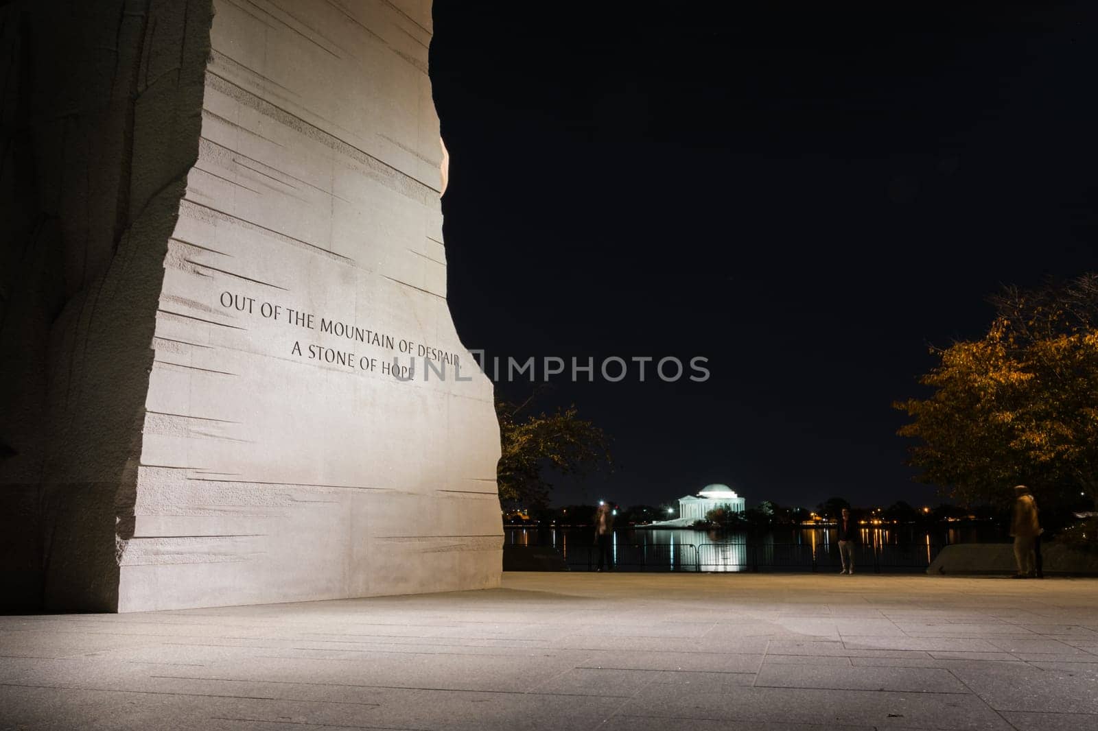 Martin Luther King Jr Memorial Statue Washington DC Night Evening Closeup