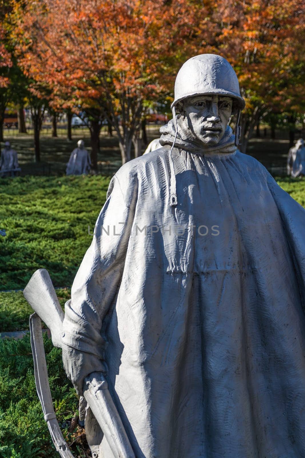 Korean War Memorial Wall Washington DC Outdoors Autumn Soldiers Landmark USA