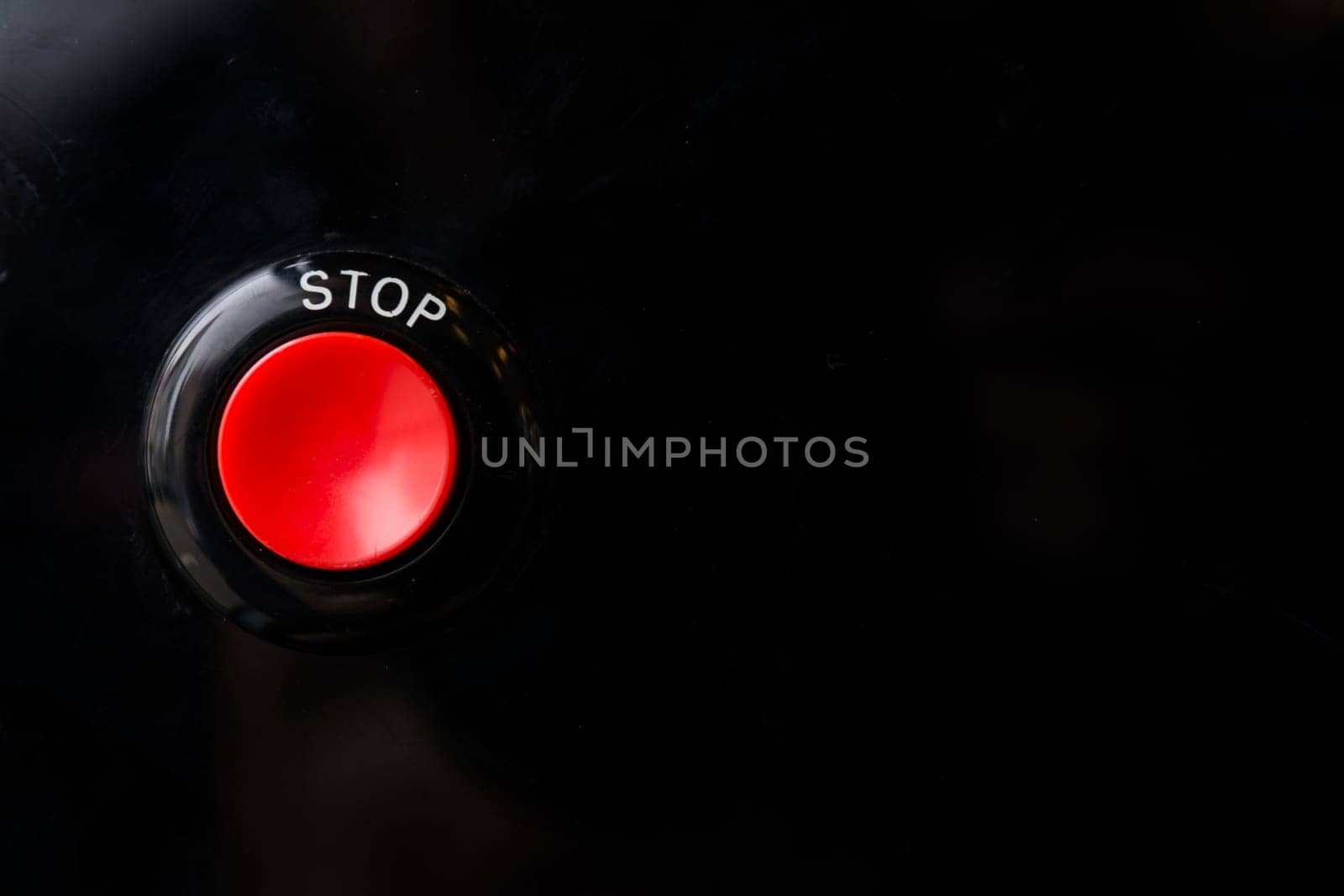 Stop Button Circle Red Text Black Background Big Bright Round