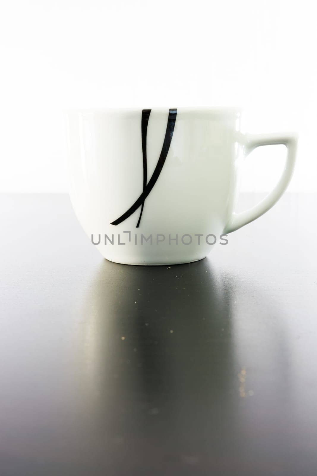 Small Abstract Porcelain Coffee Mug Espresso White Black Contrast