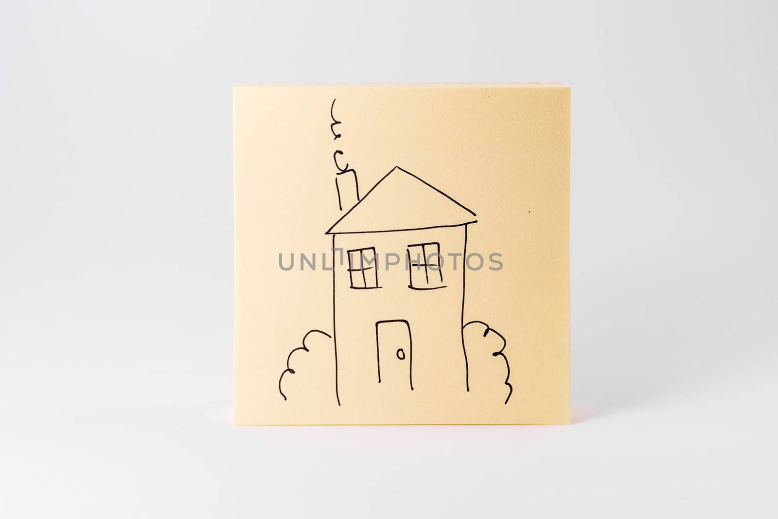 Sticky Notes Notepad Yellow Square White Background Office Supply House Drawing