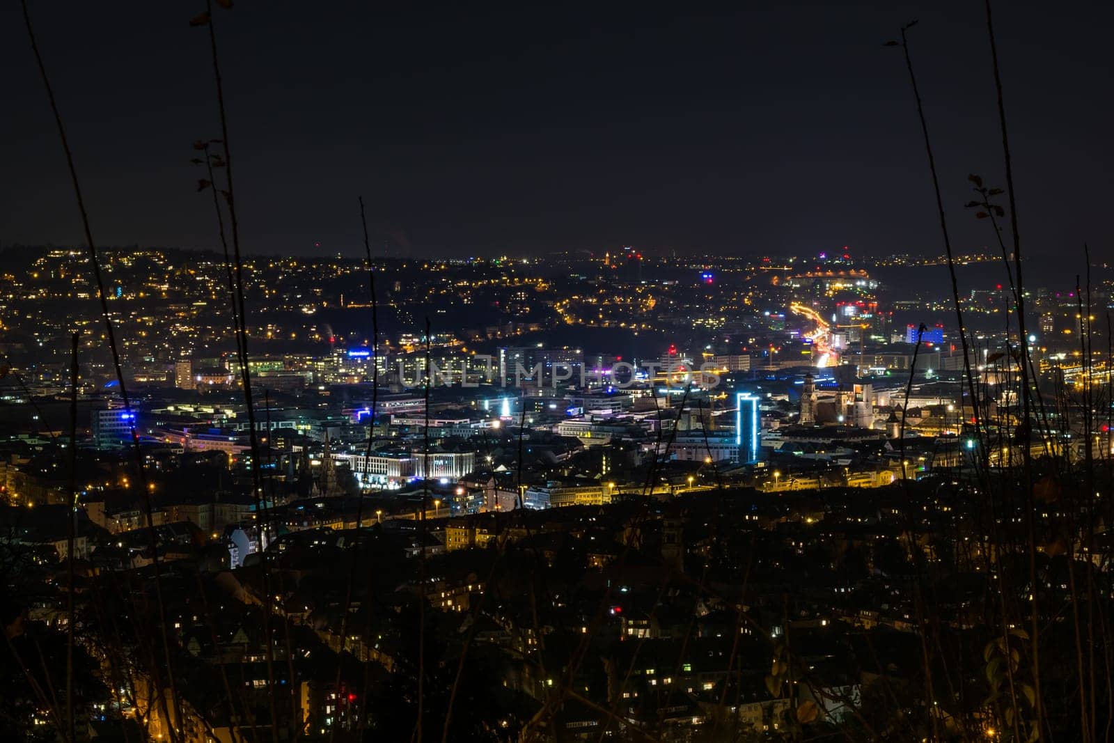 Stuttgart Germany Cityscape Landscape Night Lights Santiago de Chile Platz Overlook