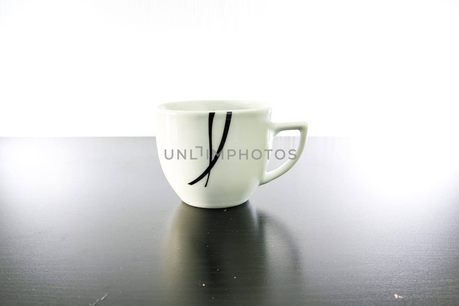 Small Abstract Porcelain Coffee Mug Espresso White Black Contrast