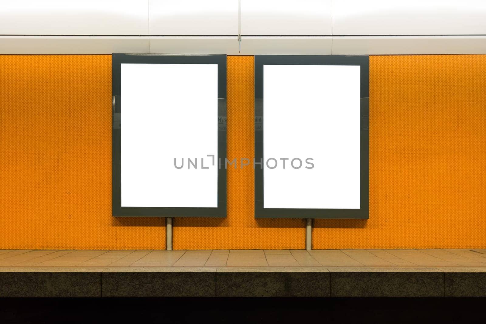 Subway Underground Interior Blank Isolated Clipping Path Advertisement Space