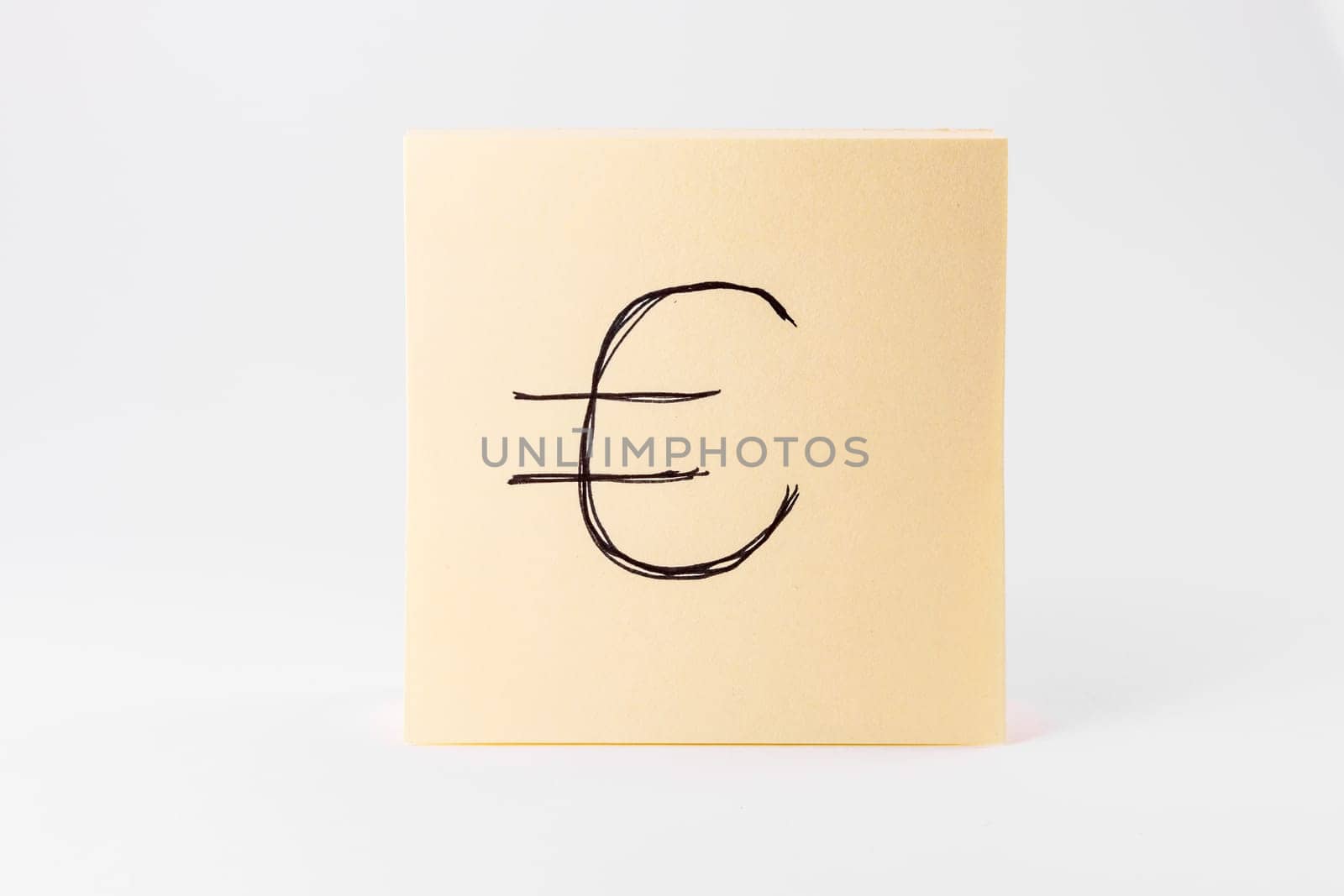 Sticky Notes Notepad Yellow Square White Background Office Supply Euro Symbol