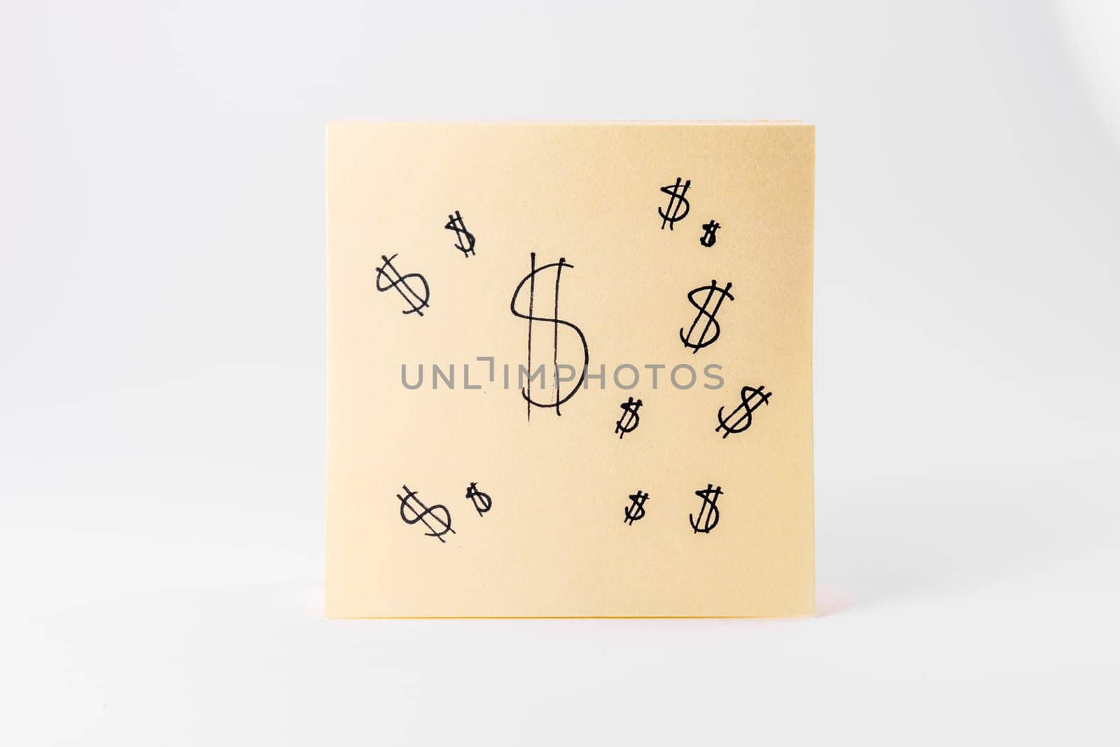 Sticky Notes Notepad Yellow Square White Background Office Supply Dollar Sign
