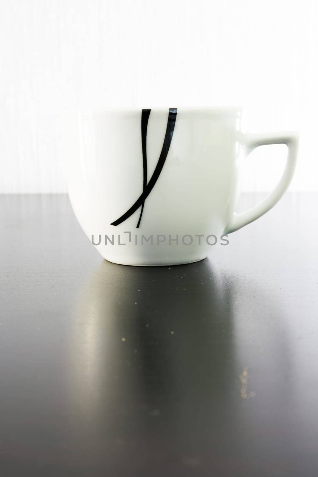 Small Abstract Porcelain Coffee Mug Espresso White Black Contrast