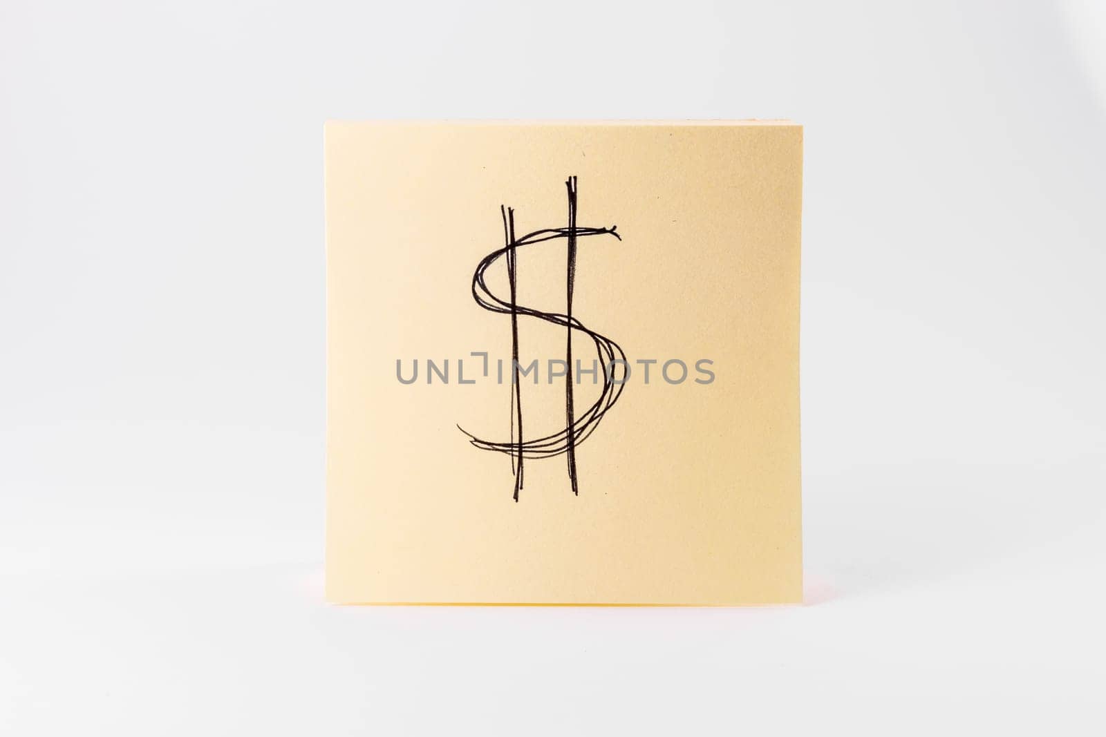 Sticky Notes Notepad Yellow Square White Background Office Supply Dollar Sign