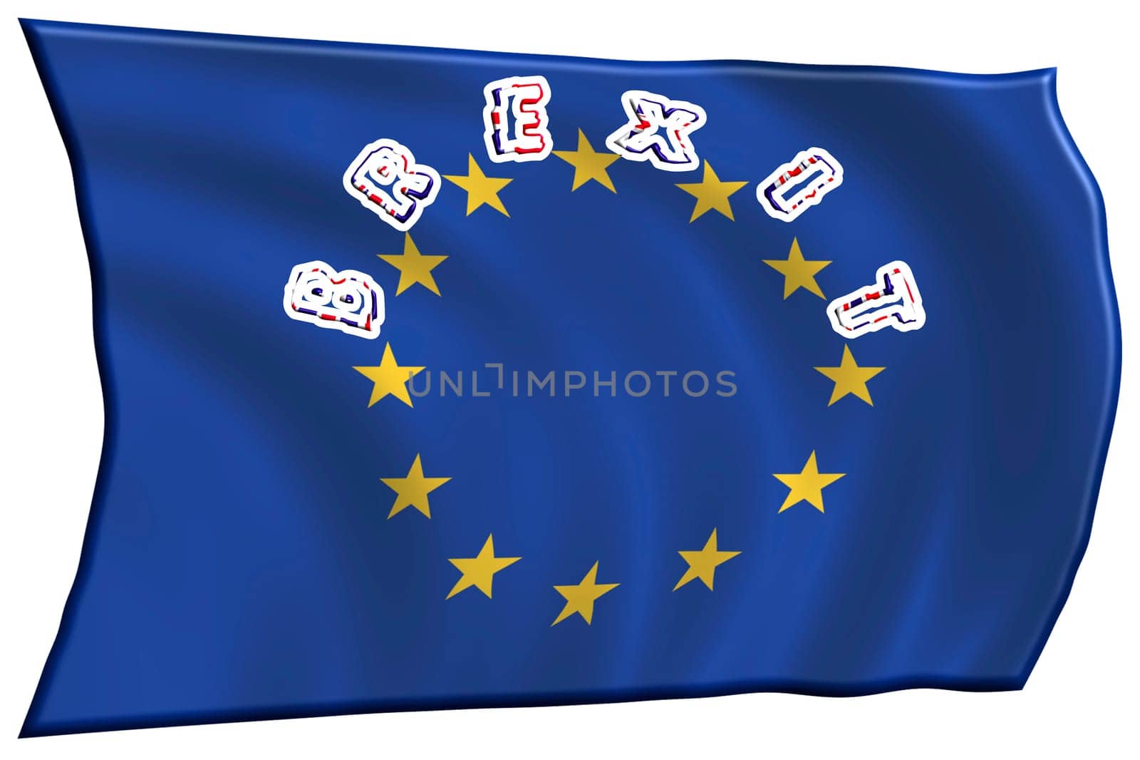 United Kingdom and Gibraltar European Union membership referendum referendum outlet Britain (UK or Britain or England) from the EU (European Union), British suffrage. The flag of the UK & EU Symbolic, concept for United Kingdom and Gibraltar European Union membership referendum.