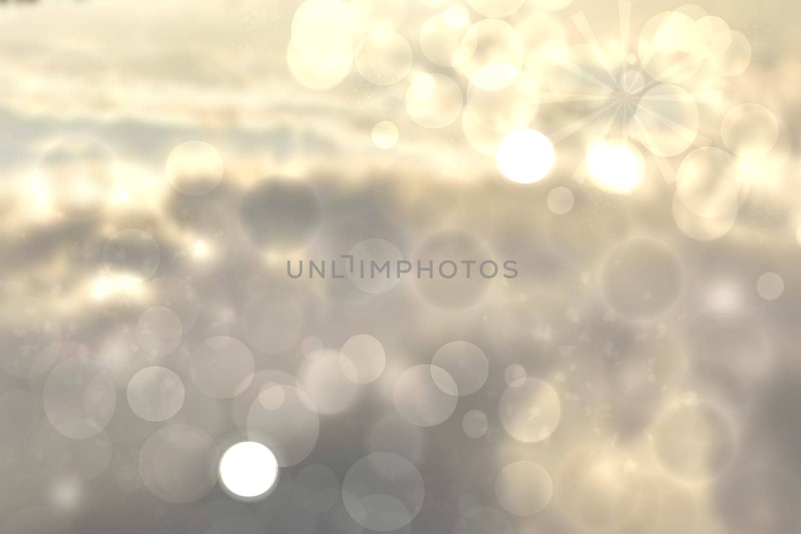 Festive brown silver bright abstract Bokeh with yellow circles. Template for your product display montage. Beautiful texture.
