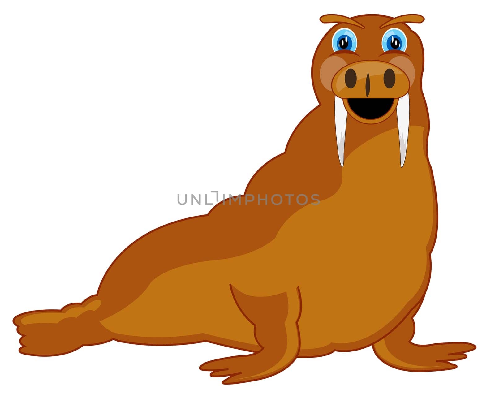 Cartoon of the walrus on white background is insulated