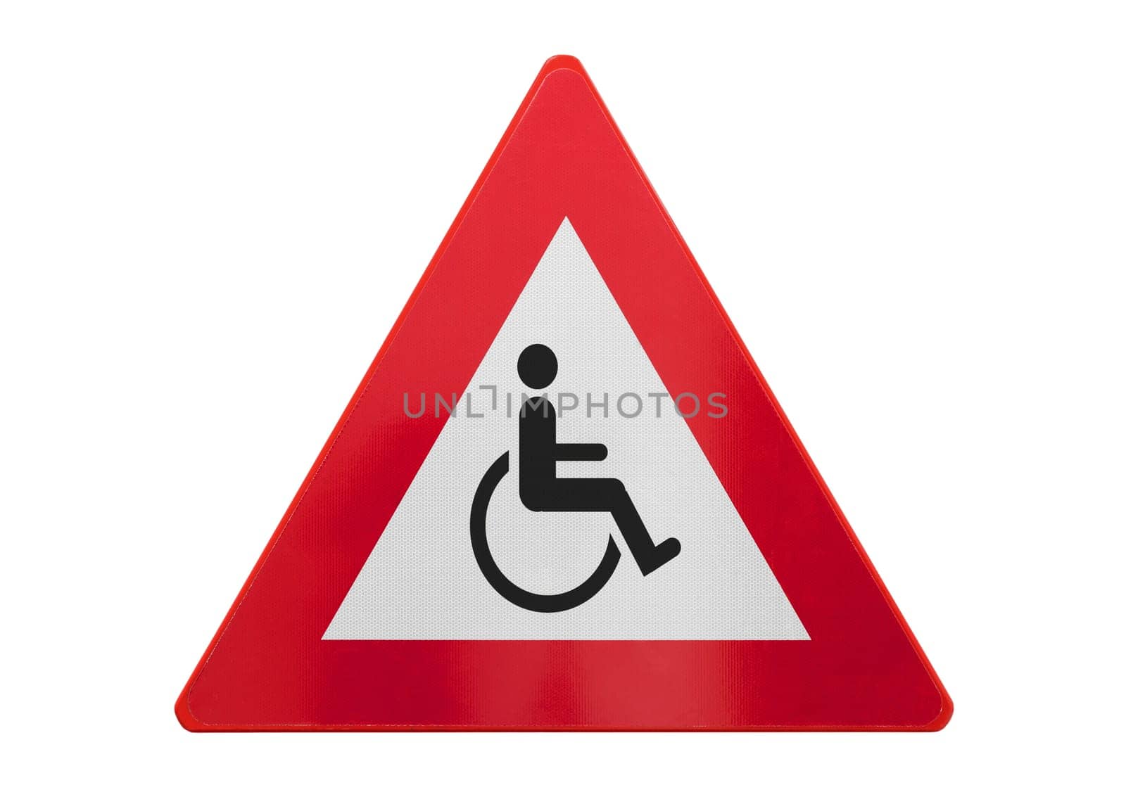 Traffic sign isolated - Man in wheelchair - On white