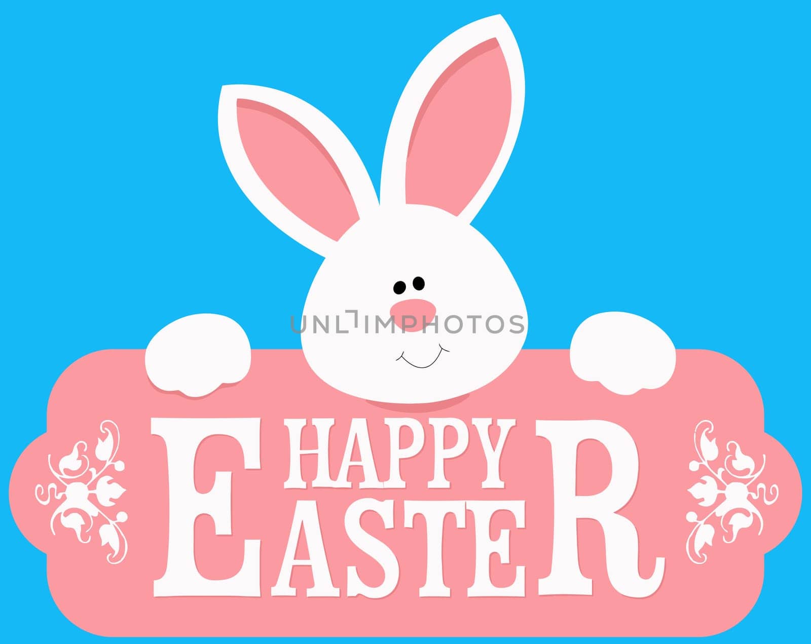 happy easter bunny blue background holiday illustration