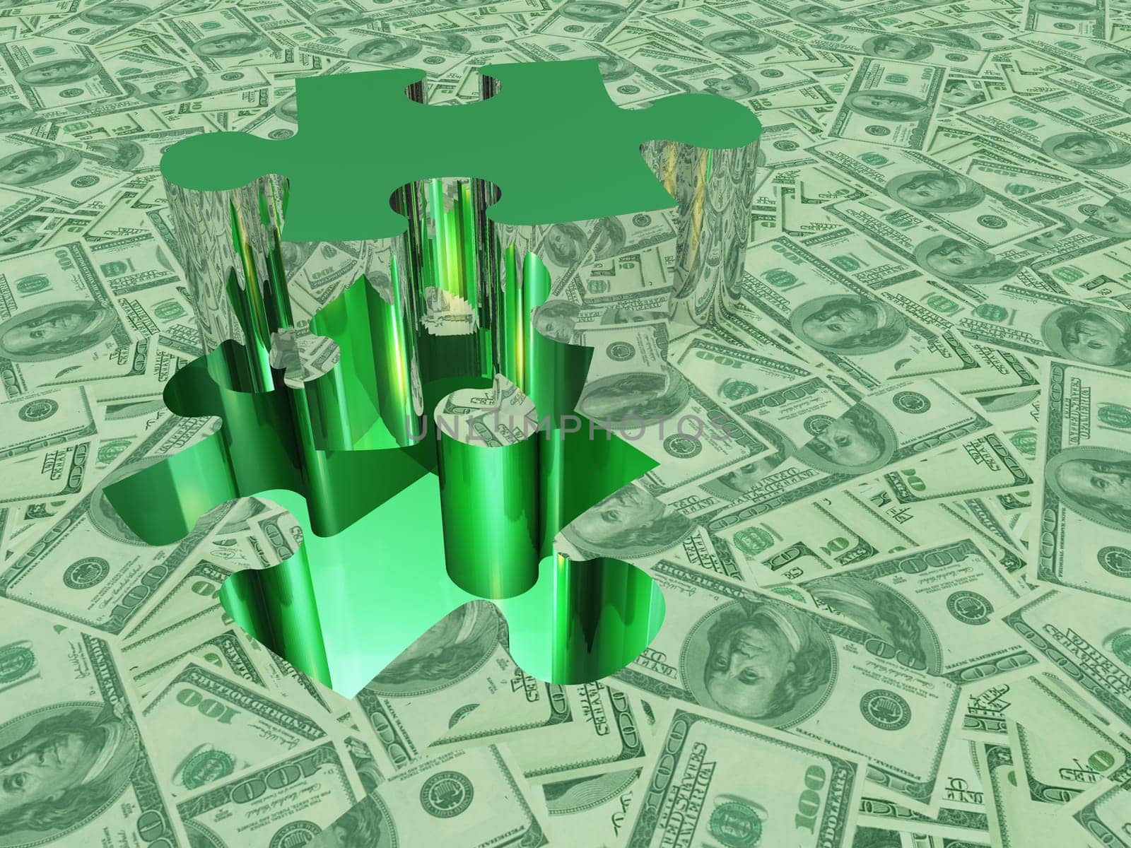 USA Currency Puzzle. 3D rendering