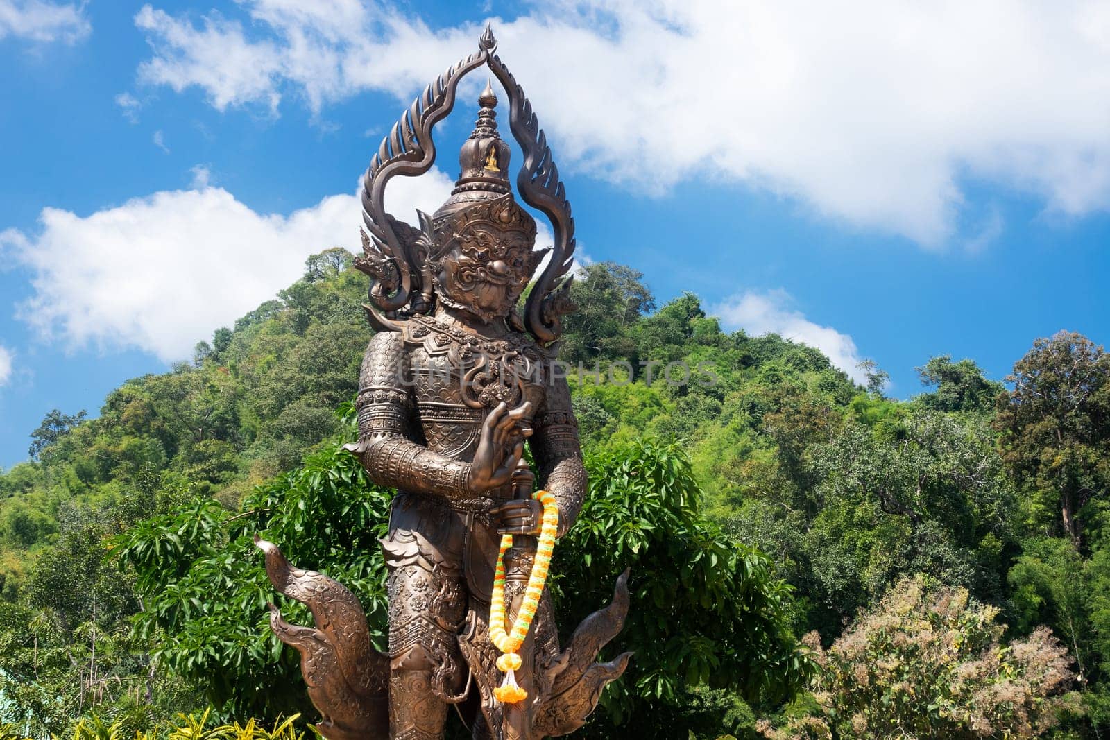 Thai Figurine Yaksha, giant sculpture with landscape