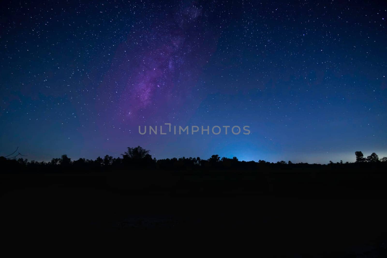 Landscape Night With Stars And Milky Way, silhouette with sky