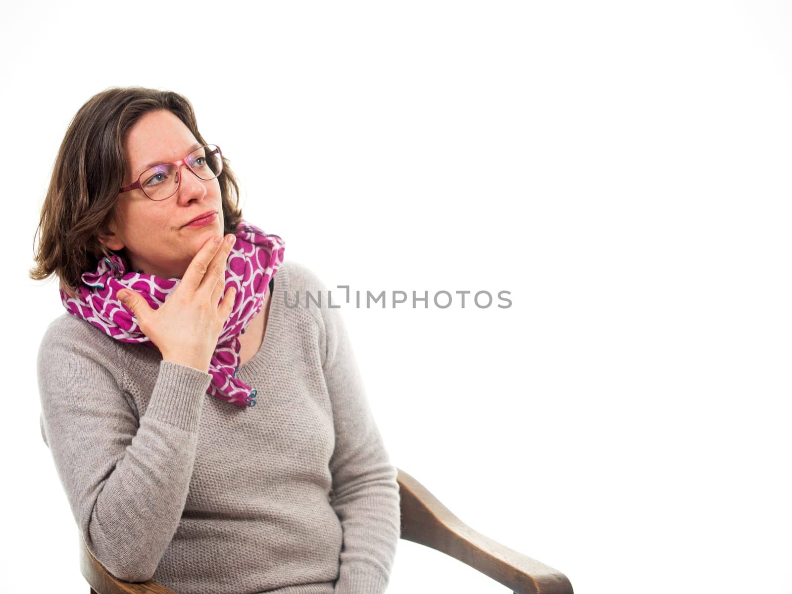 Woman thinks about