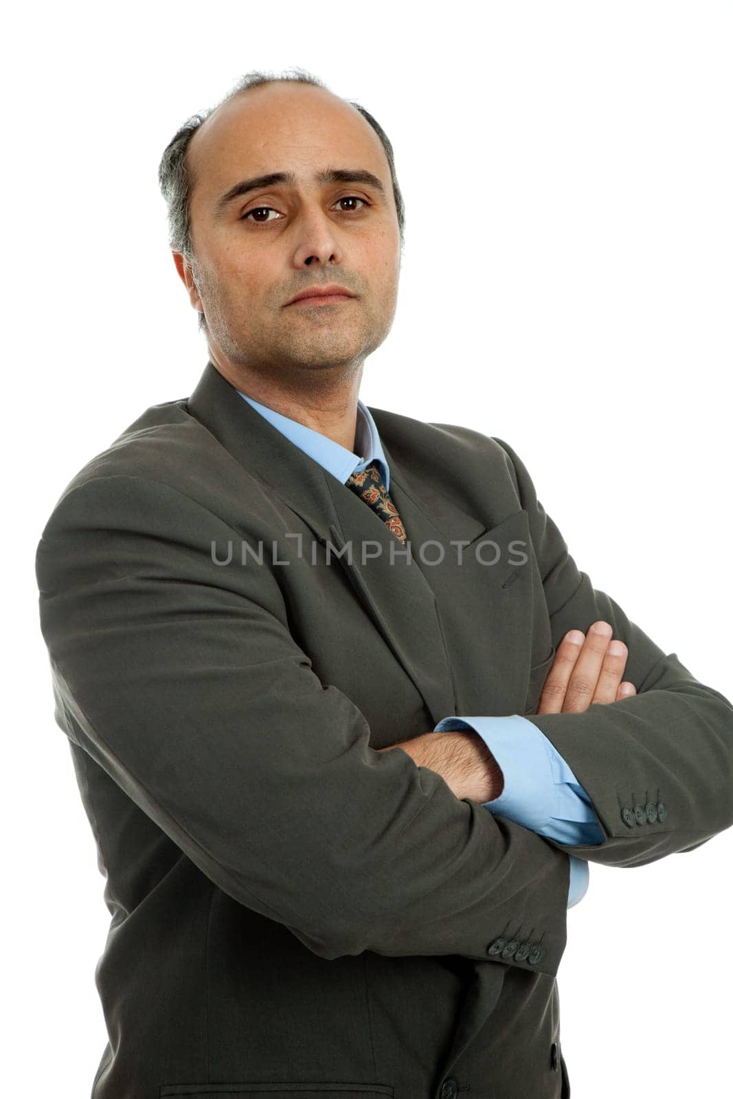 mature business man portrait in white background