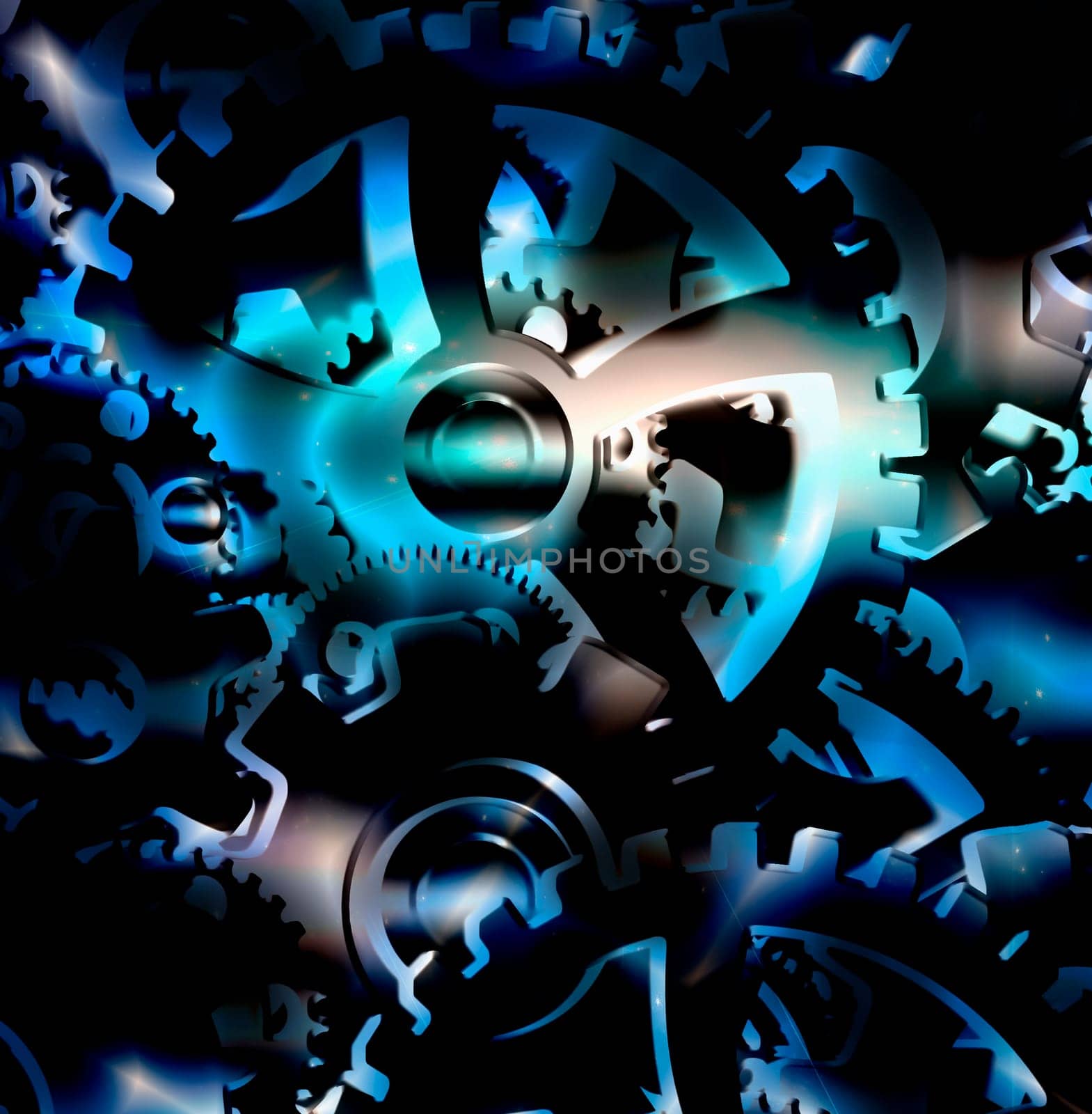 Metal gears, cog wheels. 3D rendering