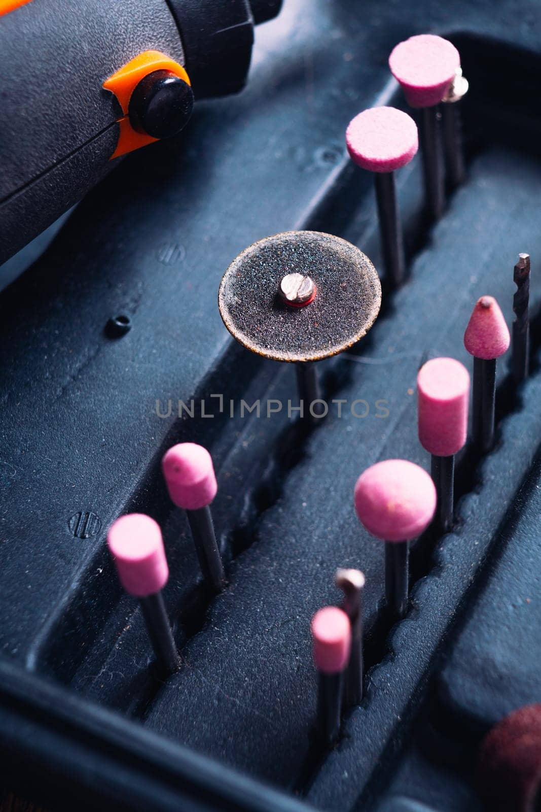 lot of tips on a drill closeup