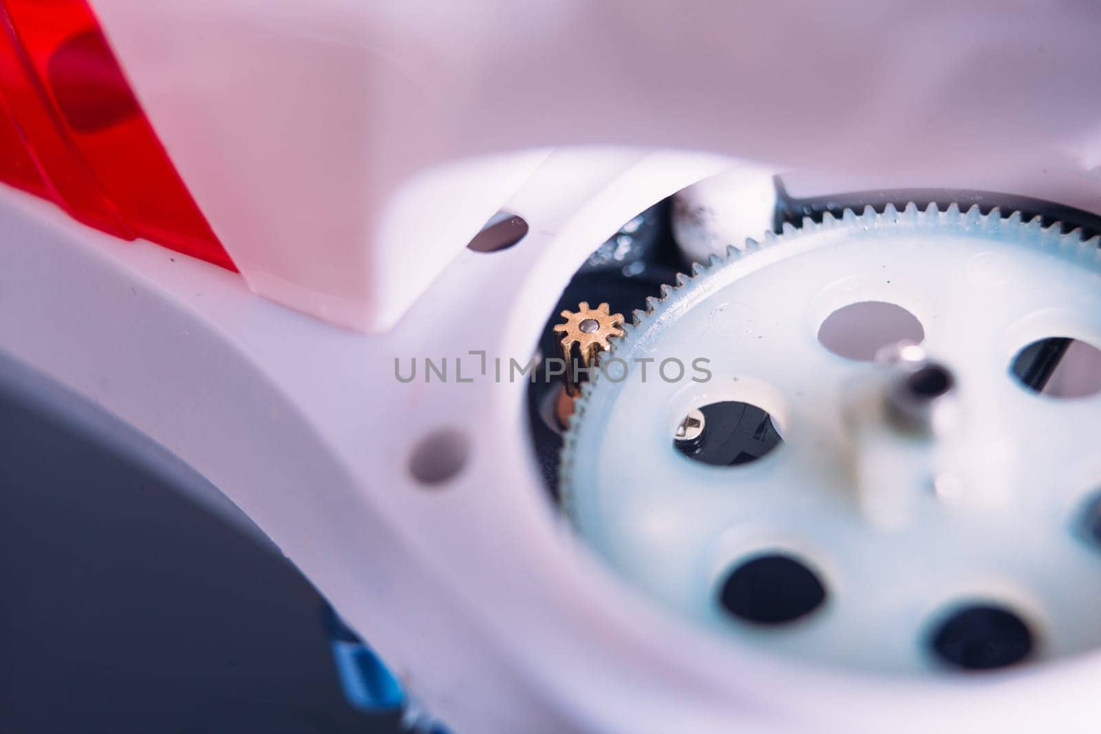 close-up Pinion Gear propeller blade quadrocopter to the blurred background