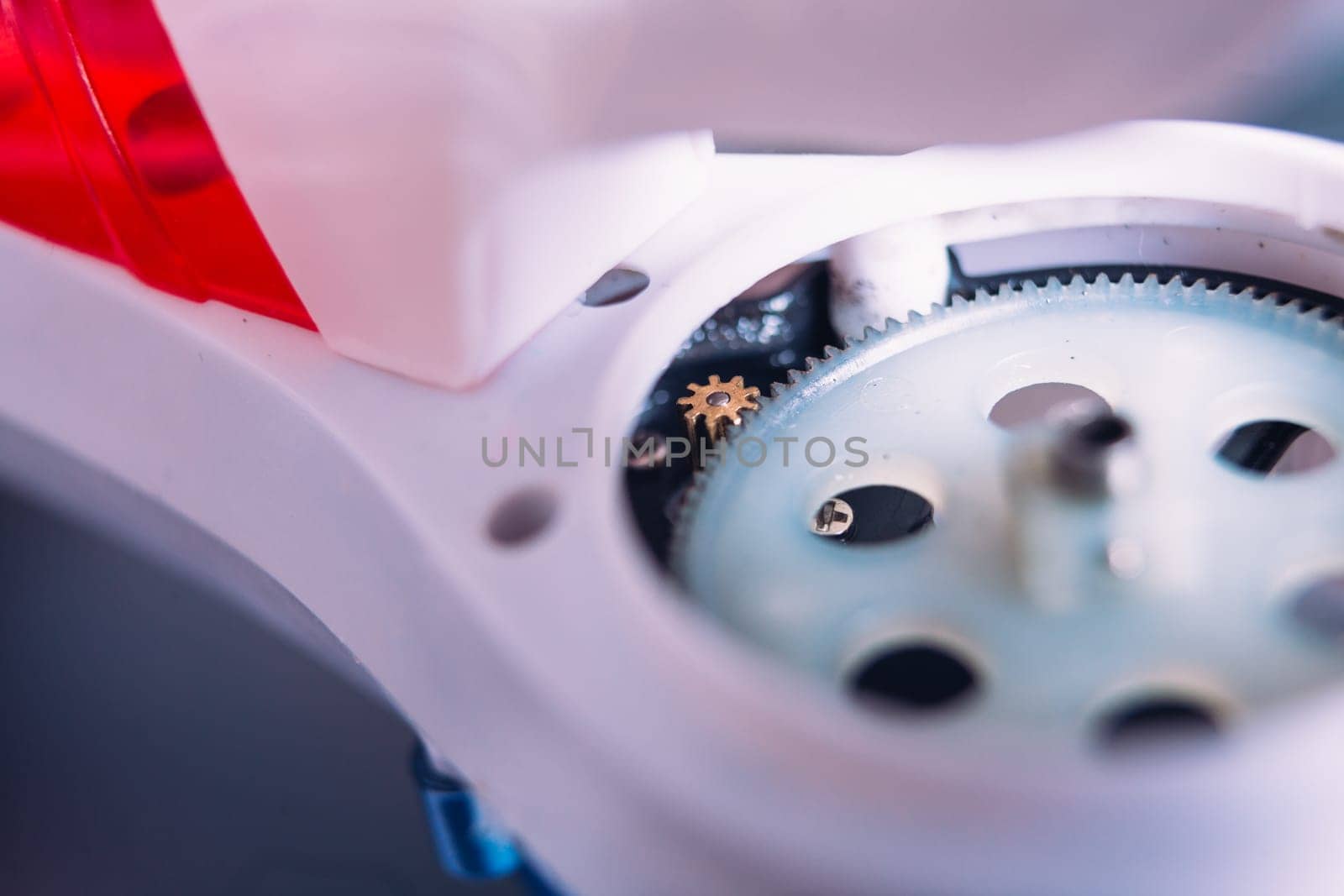 close-up Pinion Gear propeller blade quadrocopter to the blurred background