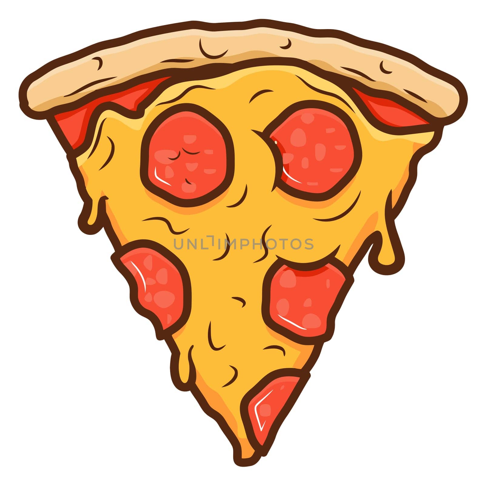 pepperoni cheese slice pizza snack melting hot illustration