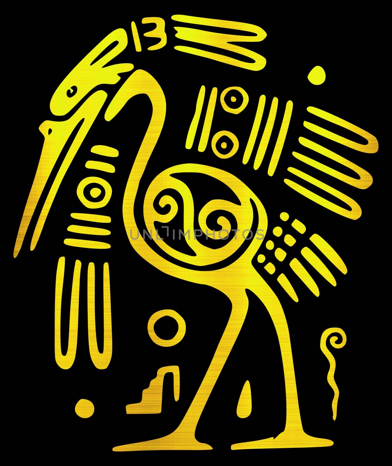 maya civilization aztec bird animal tribal ancient ritual golden illustration
