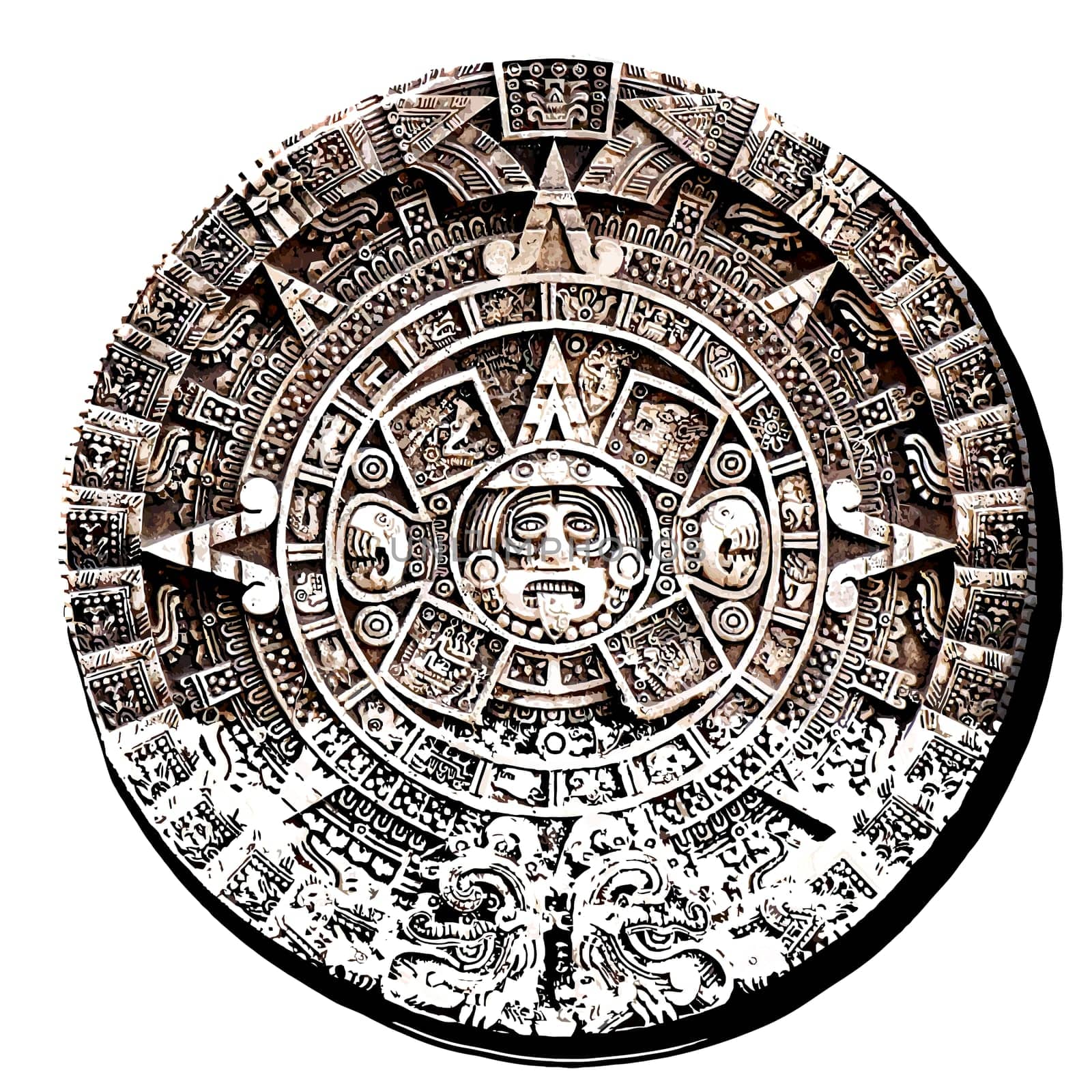maya civilization aztec calendar astronomy tribal ancient stone illustration