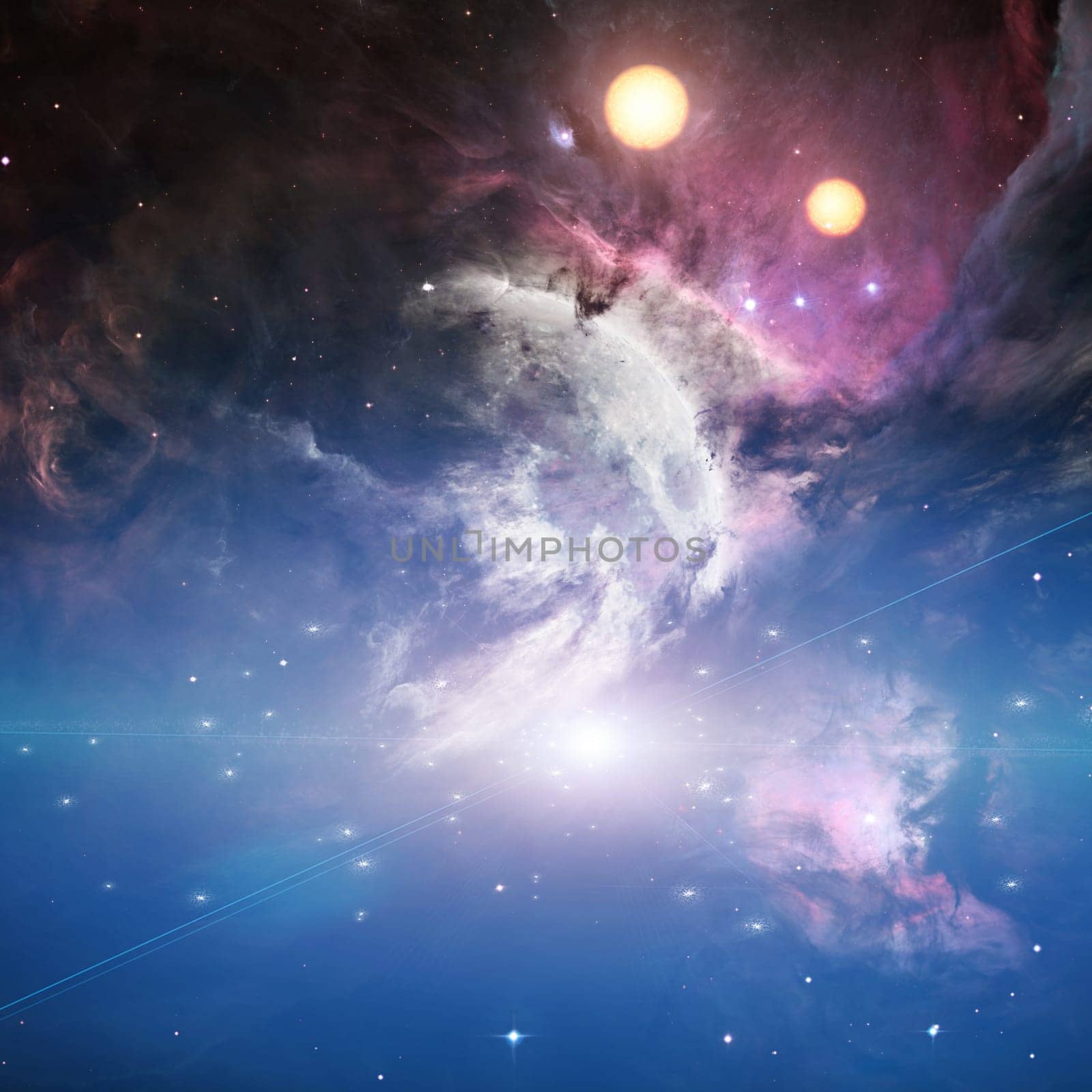 Two Suns in vivid deep space