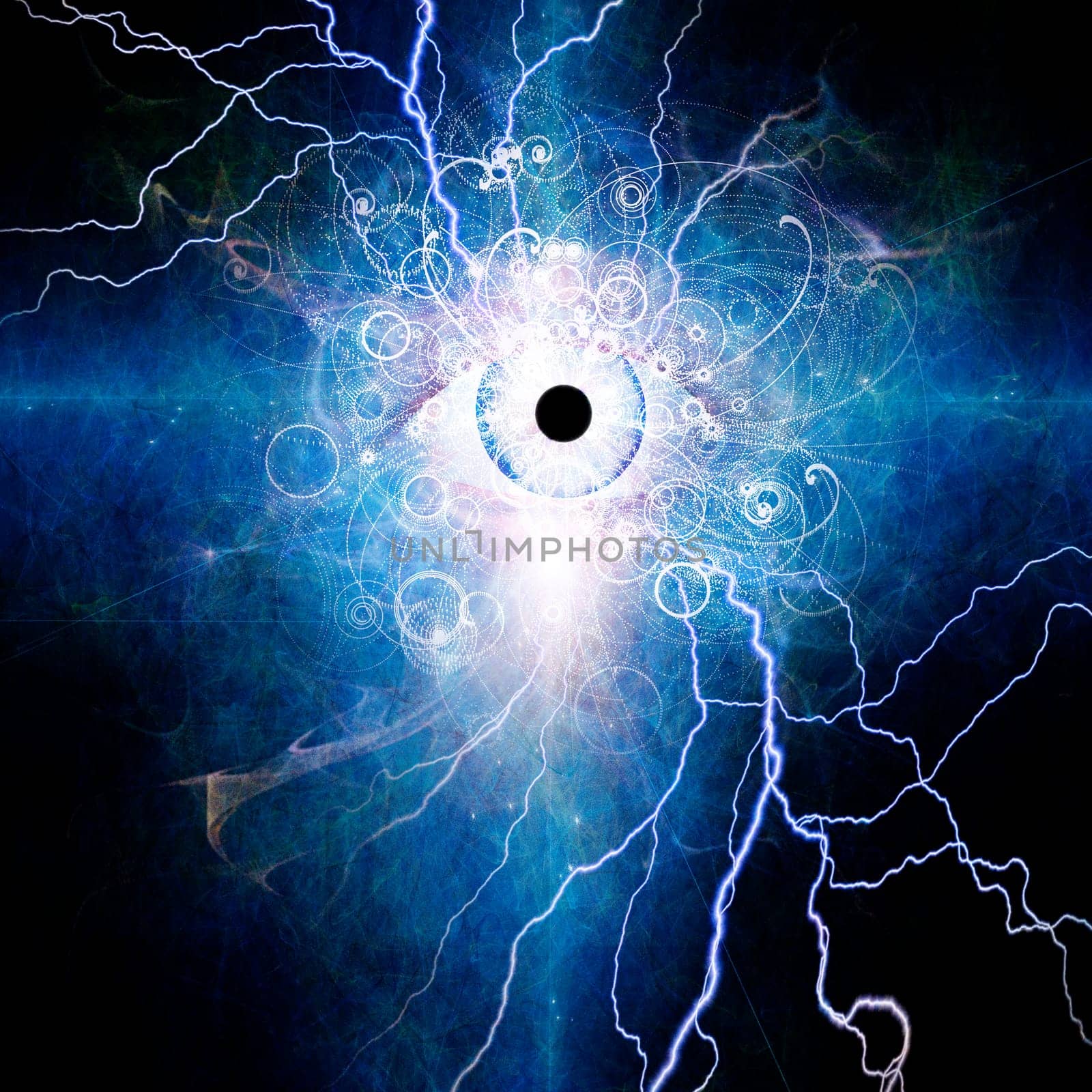 Eye with lightnings design