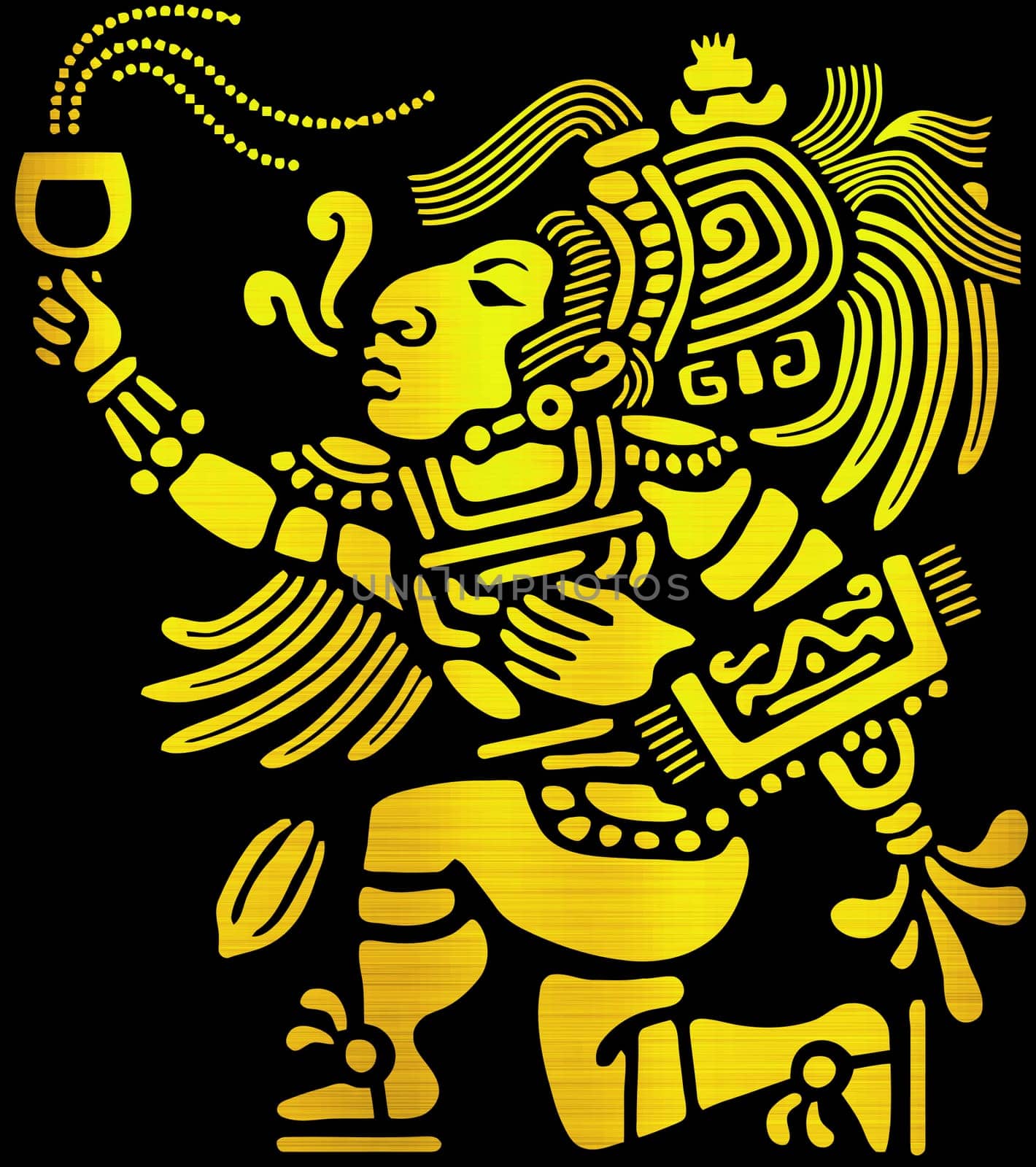 maya aztec civilization tribal cult ritual offer spirit golden illustration