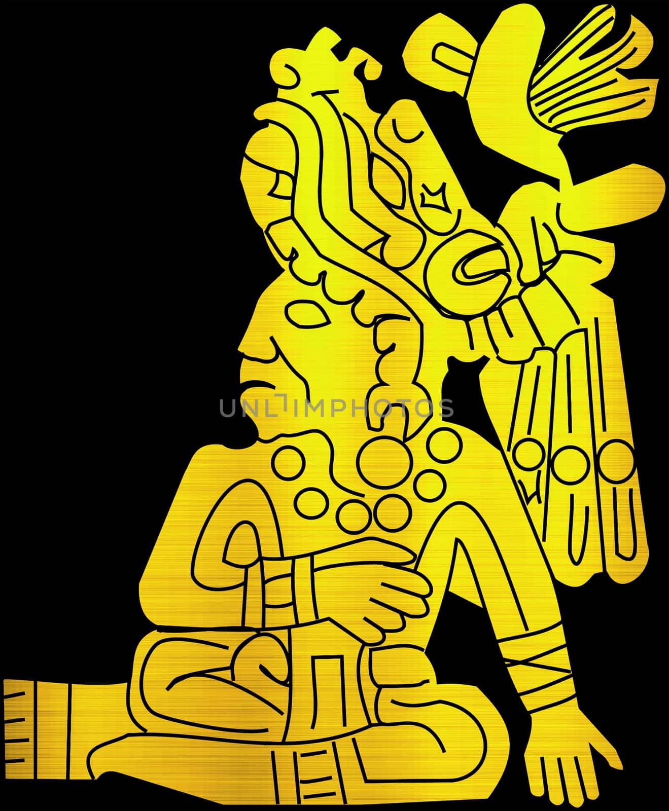 maya aztec civilization tribal cult spirit golden illustration