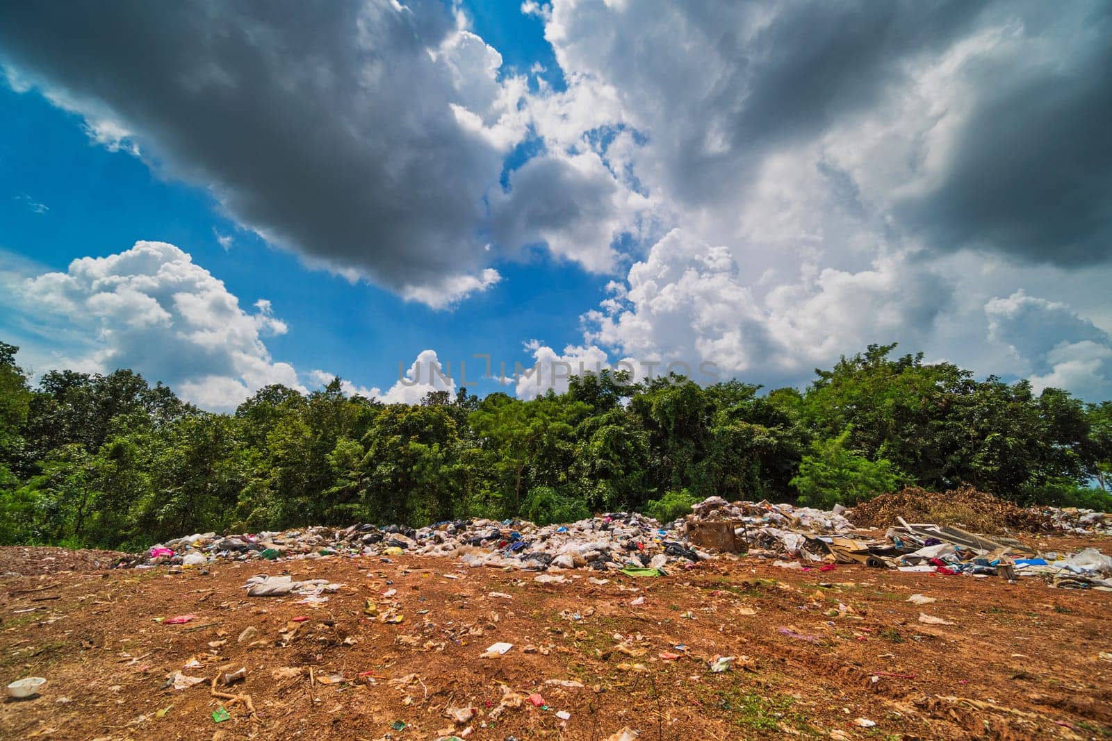 Fly Tipping In The Nature, illegal garbage dump destroy environment