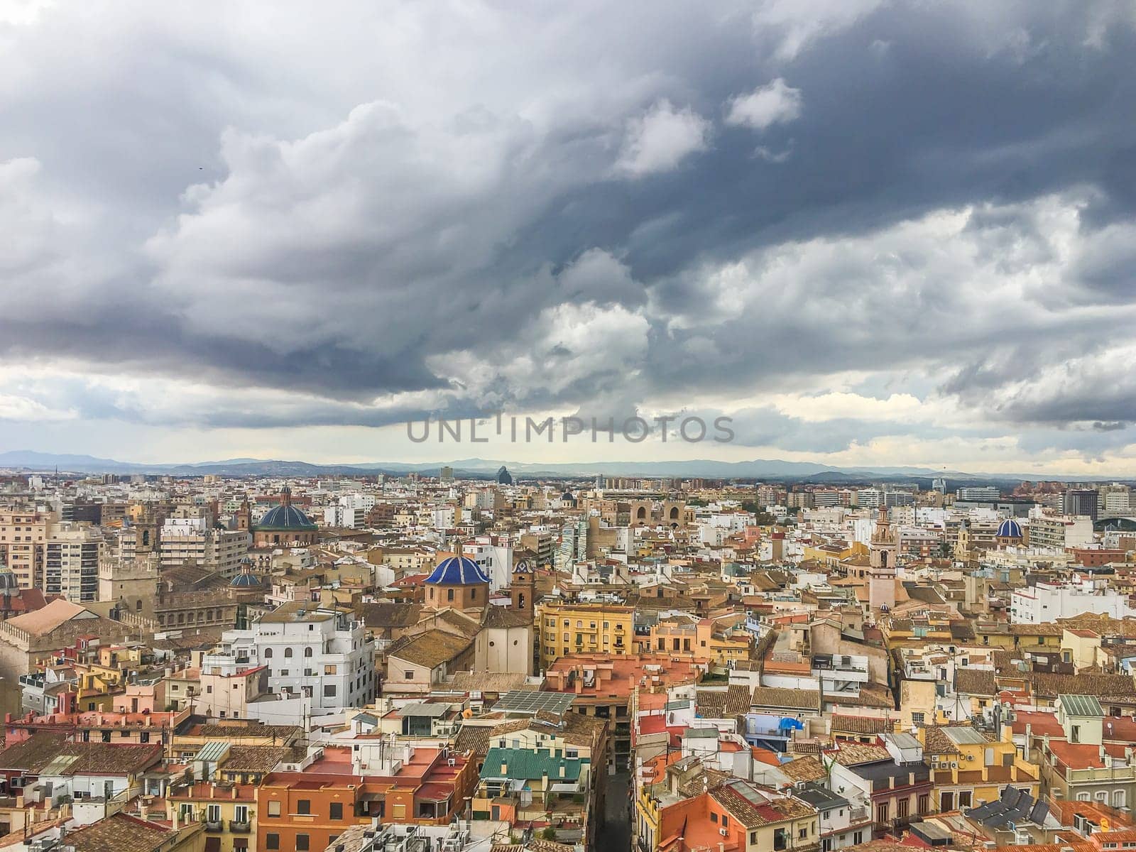 Huge spanish cityscape skyline of the city Valencia Spain