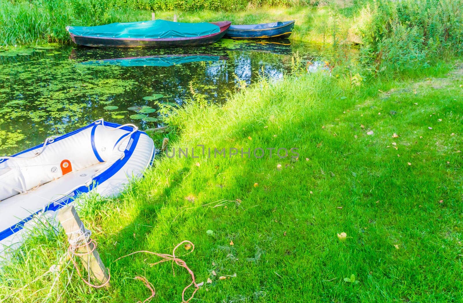 inflatable rubber boat in the river