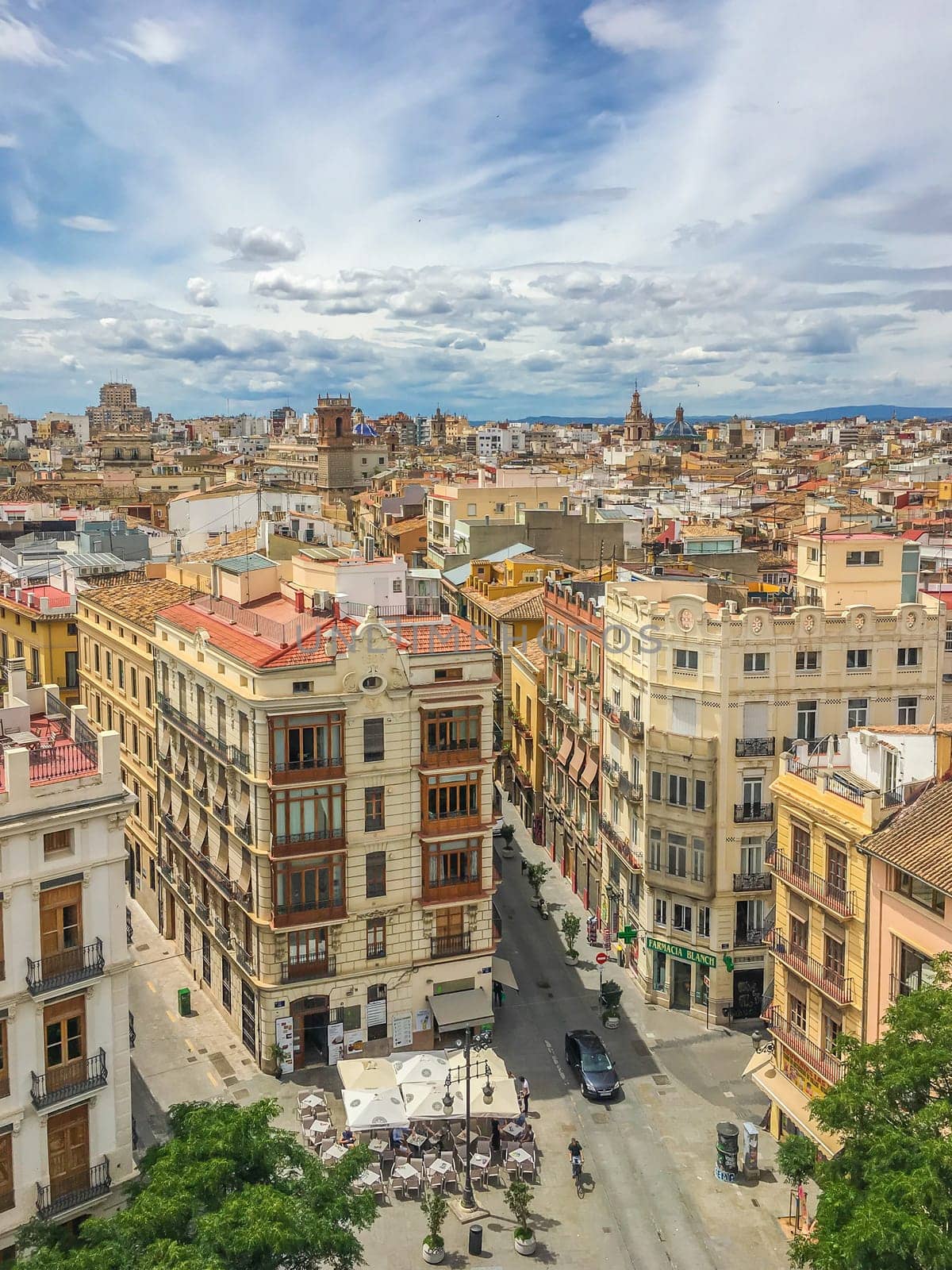 streets and colorful buildings of spanish city