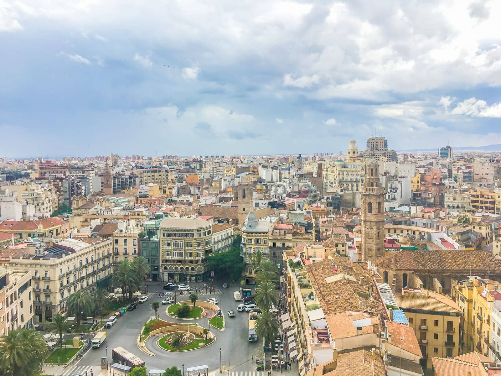 view on the towns square of Valencia City Spain