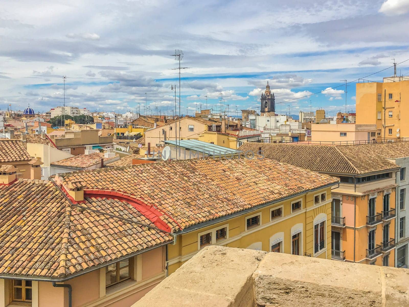 spanish rooftops cityscape a skyline of valencia city spain