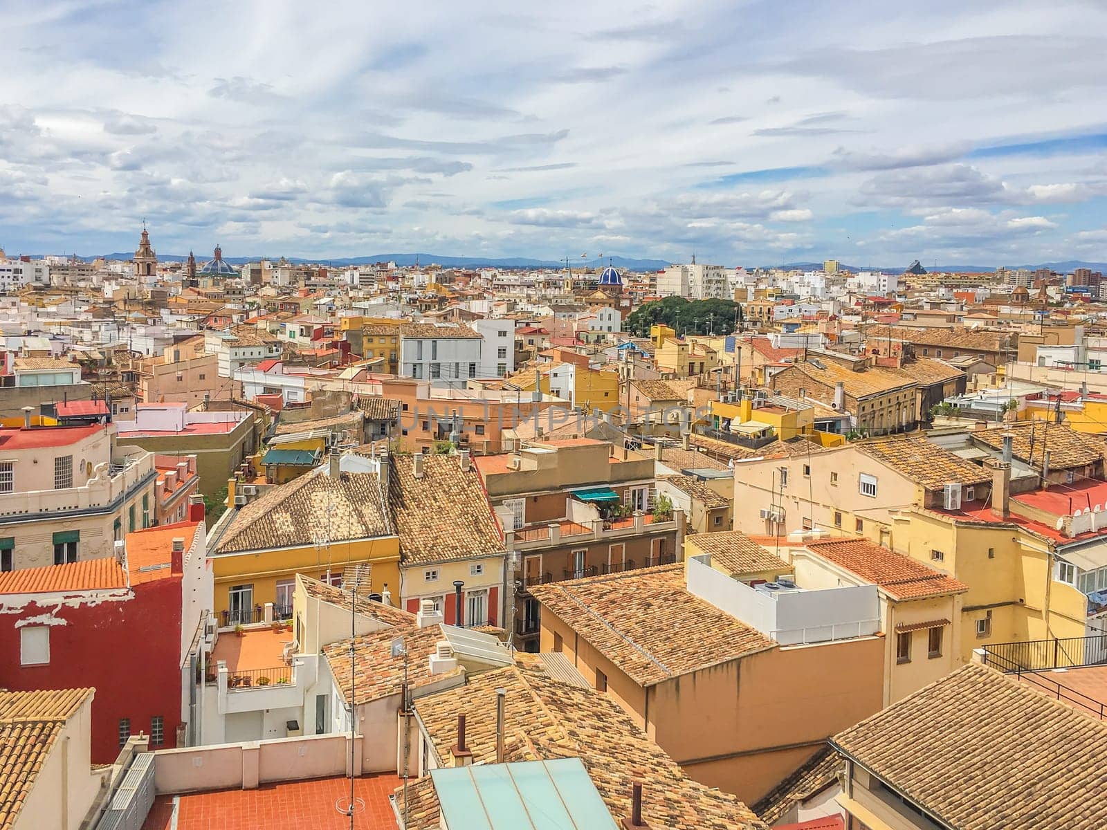colorful rooftops panoramic skyline of valencia city spain