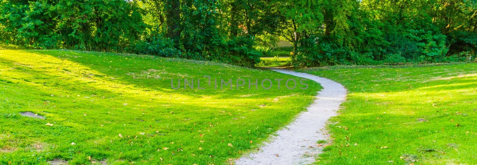 curved park road in a countryside park landscape