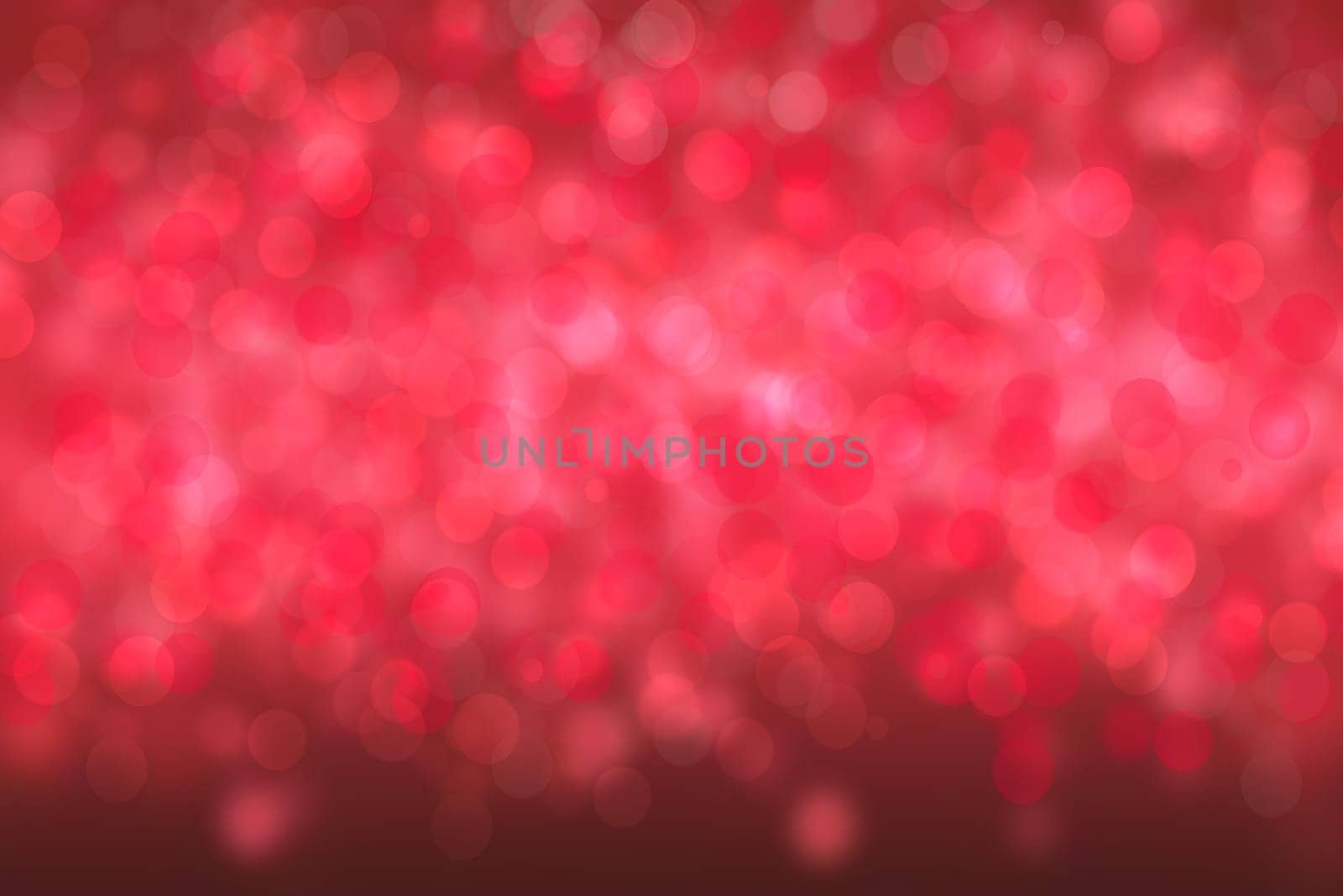 A festive abstract red Happy New Year or Christmas texture background and with color blurred bokeh lights. Space for design. Card concept or advertising.