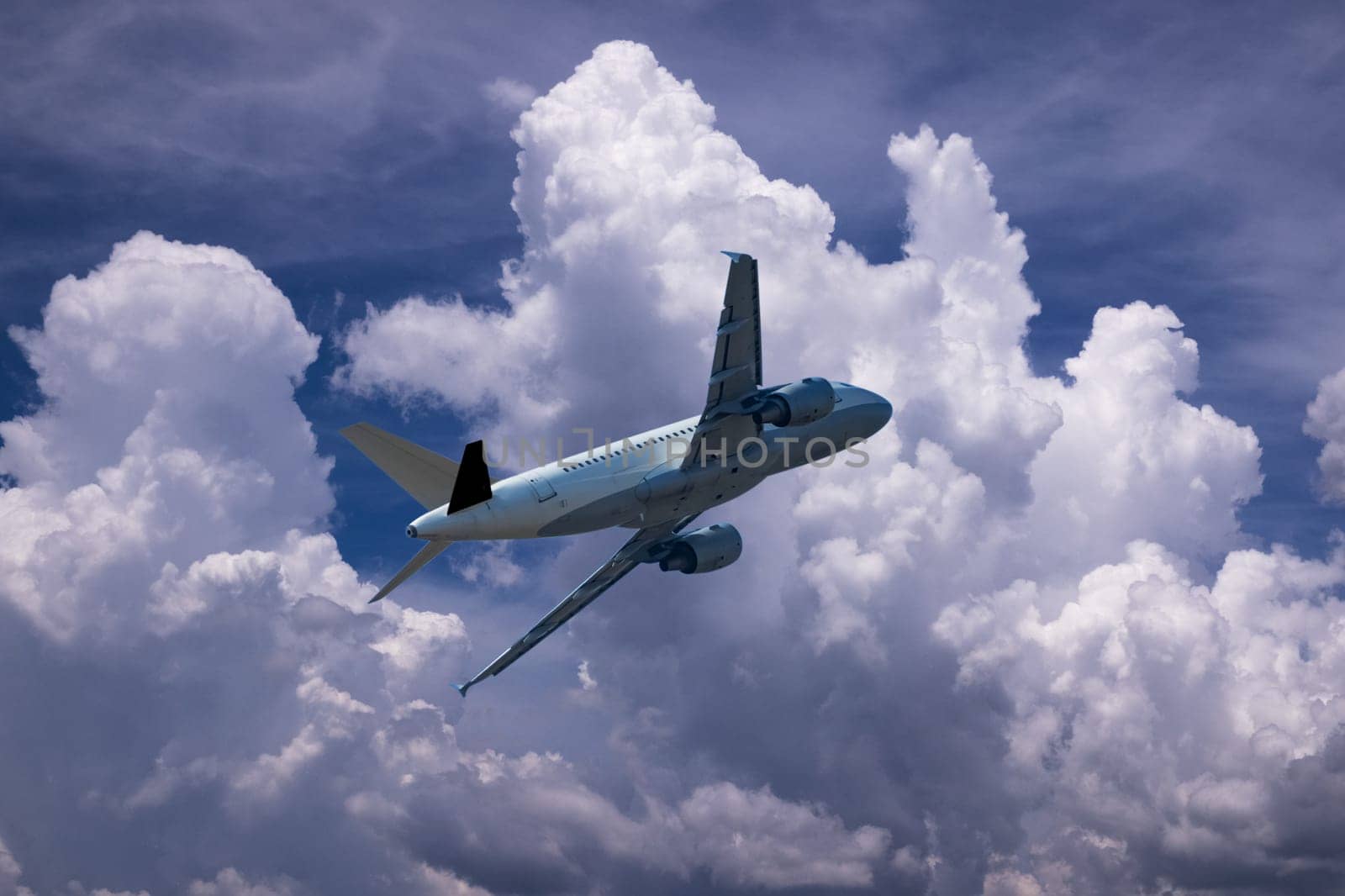 Airplane In The Sky, mode of transport with beautiful clouds